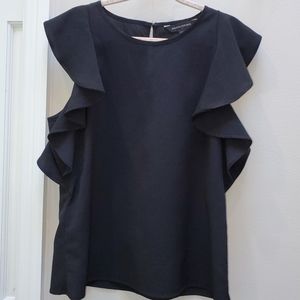Banana Republic PXS black sleeves top with ruffles